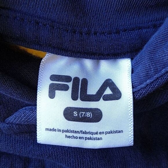 FILA Cropped Hoodie Sweatshirt Blue Gold (Small) 7-8 (Girls) - Picture 3 of 5